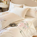GobekUsa Chic Flowers Embroidery Bedding Set, 100% Cotton, 400TC