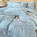 GobekUsa Chic Flowers Embroidery Bedding Set, 100% Cotton, 400TC