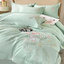 GobekUsa Chic Flowers Embroidery Bedding Set, 100% Cotton, 400TC