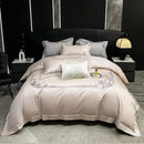 GobekUsa Chic Flowers Embroidery Luxury Bedding Set - 1000TC Egyptian Cotton 4Pcs