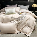 GobekUsa Chic Flowers Embroidery Luxury Bedding Set - 1000TC Egyptian Cotton 4Pcs