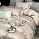 GobekUsa Chic Flowers Embroidery Luxury Bedding Set - 1000TC Egyptian Cotton 4Pcs