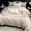 GobekUsa Chic Flowers Embroidery Luxury Bedding Set - 1000TC Egyptian Cotton 4Pcs