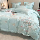 GobekUsa Chic Flowers Embroidery Princess Bedding Set - 100% Egyptian Cotton - Duvet Cover, Sheet, Pillowcases