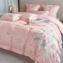 GobekUsa Chic Flowers Embroidery Princess Bedding Set - 100% Egyptian Cotton - Duvet Cover, Sheet, Pillowcases