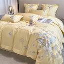 GobekUsa Chic Flowers Embroidery Princess Bedding Set - 100% Egyptian Cotton - Duvet Cover, Sheet, Pillowcases