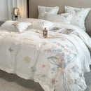 GobekUsa Chic Flowers Embroidery Princess Bedding Set - 100% Egyptian Cotton - Duvet Cover, Sheet, Pillowcases
