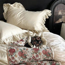 GobekUsa Chic Flowers Jacquard Cotton Bedding Set with Ruffles