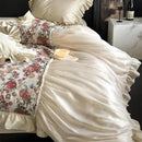 GobekUsa Chic Flowers Jacquard Cotton Bedding Set with Ruffles