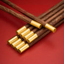 Engraved golden tipped wood chopsticks set dining room tableware by Decorbites