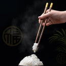Elegant engraved gold and wood chopsticks set dining room decor by Decorbites