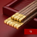 Elegant engraved gold and wood chopsticks set dining room decor by Decorbites