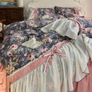 GobekUsa Chiffon Lace Ruffles Princess Egyptian Cotton Bedding Set