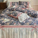 GobekUsa Chiffon Lace Ruffles Princess Egyptian Cotton Bedding Set