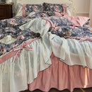 GobekUsa Chiffon Lace Ruffles Princess Egyptian Cotton Bedding Set