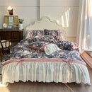GobekUsa Chiffon Lace Ruffles Princess Egyptian Cotton Bedding Set