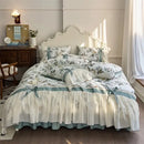 GobekUsa Chiffon Lace Ruffles Princess Egyptian Cotton Bedding Set