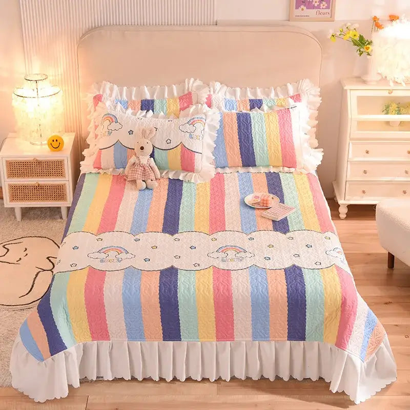 GobekUsa Chiffon Quilted Bed Spread Set - Queen Size Cotton Bedspread Cover, photo 9 of 20