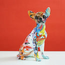 Graffiti painted chihuahua dog resin sculpture living room decor by Decorbites