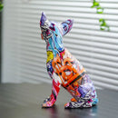 Graffiti painted chihuahua dog resin sculpture living room decor by Decorbites