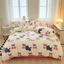 GobekUsa Children Cartoon Print Bedding Set, Double-Layer Yarn Quilt Cover, Cozy Bedroom Decor