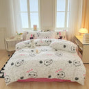GobekUsa Children Cartoon Print Bedding Set, Double-Layer Yarn Quilt Cover, Cozy Bedroom Decor