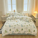 GobekUsa Children Cartoon Print Bedding Set, Double-Layer Yarn Quilt Cover, Cozy Bedroom Decor