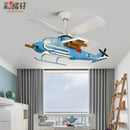 GobekUsa Children's Room Airplane Helicopter Fan Light - Creative Boy Bedroom Ceiling Light