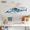 GobekUsa Children's Room Airplane Helicopter Fan Light - Creative Boy Bedroom Ceiling Light