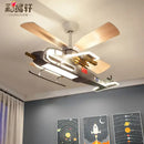 GobekUsa Children's Room Airplane Helicopter Fan Light - Creative Boy Bedroom Ceiling Light
