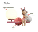GobekUsa Children's Room Bedside Lamp: Creative Cartoon Eye Protection Led Wall Art Sconce