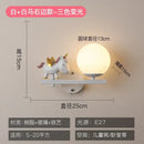 GobekUsa Children's Room Bedside Lamp: Creative Cartoon Eye Protection Led Wall Art Sconce