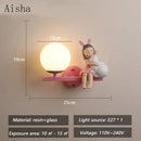 GobekUsa Children's Room Bedside Lamp: Creative Cartoon Eye Protection Led Wall Art Sconce