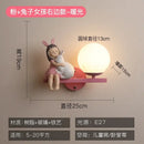 GobekUsa Children's Room Bedside Lamp: Creative Cartoon Eye Protection Led Wall Art Sconce
