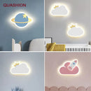 GobekUsa Children's Room Crown Clouds Rocket Planet Night Light Bedside Lamp