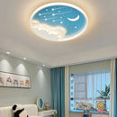 GobekUsa Children's Room Starry Chandelier Ring Lamp in Blue White Gold