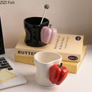 Black & white chili handle cup & saucer set – kitchen coffee mugs by Decorbites