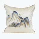 GobekUsa Chinese Ancient Art Chinoiserie Landscape Embroidered Lumbar Pillow Cover