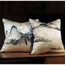 GobekUsa Chinese Ancient Art Chinoiserie Landscape Embroidered Lumbar Pillow Cover