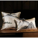 GobekUsa Chinese Ancient Art Chinoiserie Landscape Embroidered Lumbar Pillow Cover