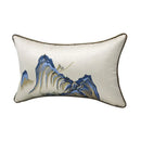 GobekUsa Chinese Ancient Art Chinoiserie Landscape Embroidered Lumbar Pillow Cover