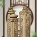GobekUsa Chinese Antique Coin Stake Display Column for Garden and Living Room Décor