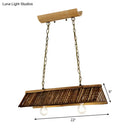 GobekUsa Chinese Bamboo Triangular Island Light - Brown Pendant Lighting Fixture with 2 Heads for Tearoom