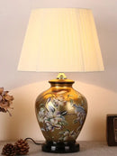 GobekUsa Chinese Bird Flower Ceramic Table Lamp for Bedroom Living Room Bedside