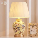 GobekUsa Chinese Bird Flower Ceramic Table Lamp for Bedroom Living Room Bedside