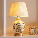 GobekUsa Chinese Bird Flower Ceramic Table Lamp for Bedroom Living Room Bedside