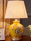 GobekUsa Chinese Bird Flower Ceramic Table Lamp for Bedroom Living Room Bedside