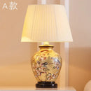 GobekUsa Chinese Bird Flower Ceramic Table Lamp for Bedroom Living Room Bedside