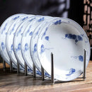 GobekUsa Chinese Blue and White Porcelain Vegetable Plates and Rice Soup Bowls - Set of 2