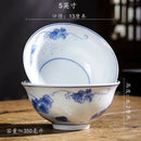GobekUsa Chinese Blue and White Porcelain Vegetable Plates and Rice Soup Bowls - Set of 2